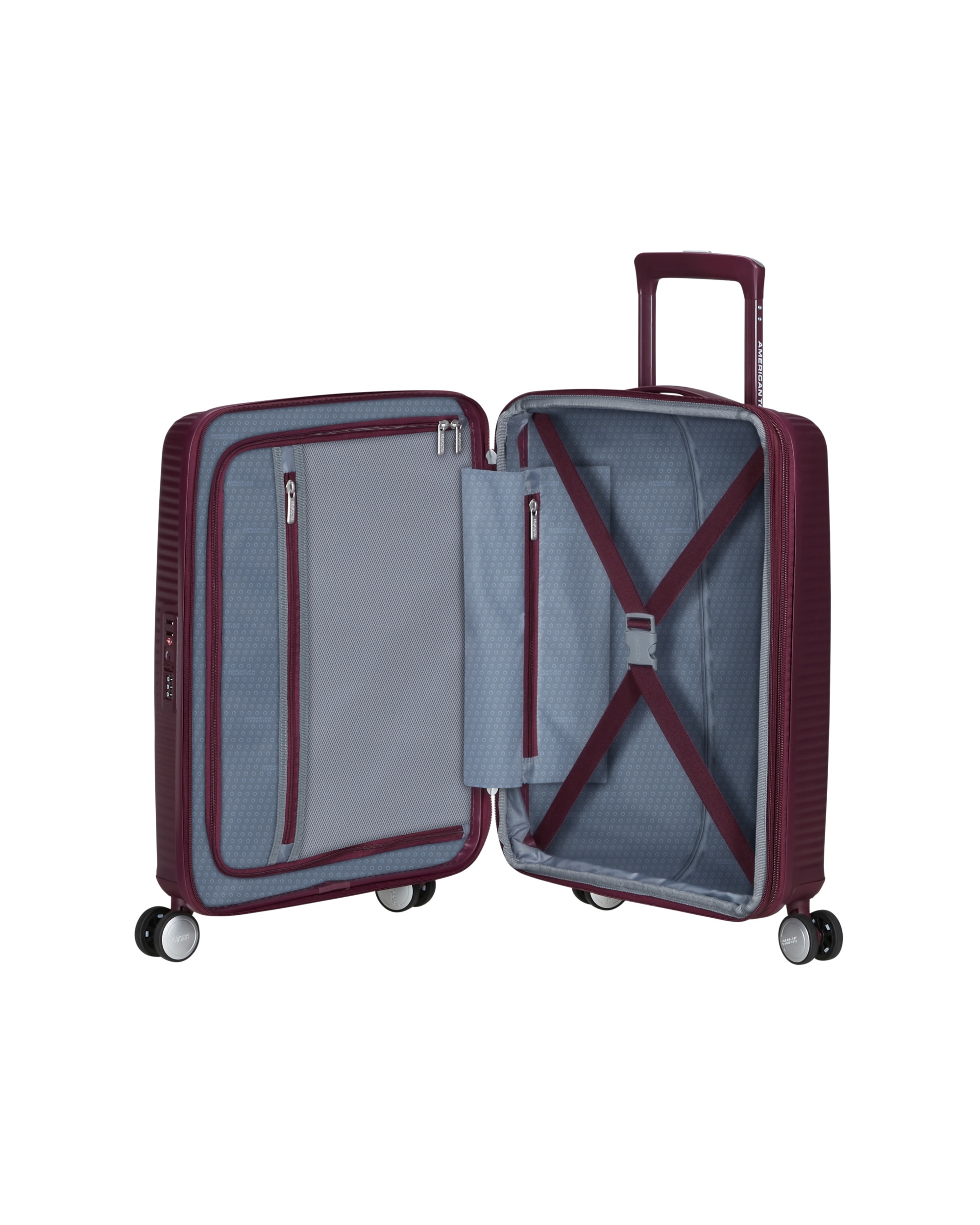 Maleta de cabina Soundbox Spinner 55/20 Tsa Exp rígida con capacidad de 35,5 L - American Tourister - Granate Granate-3