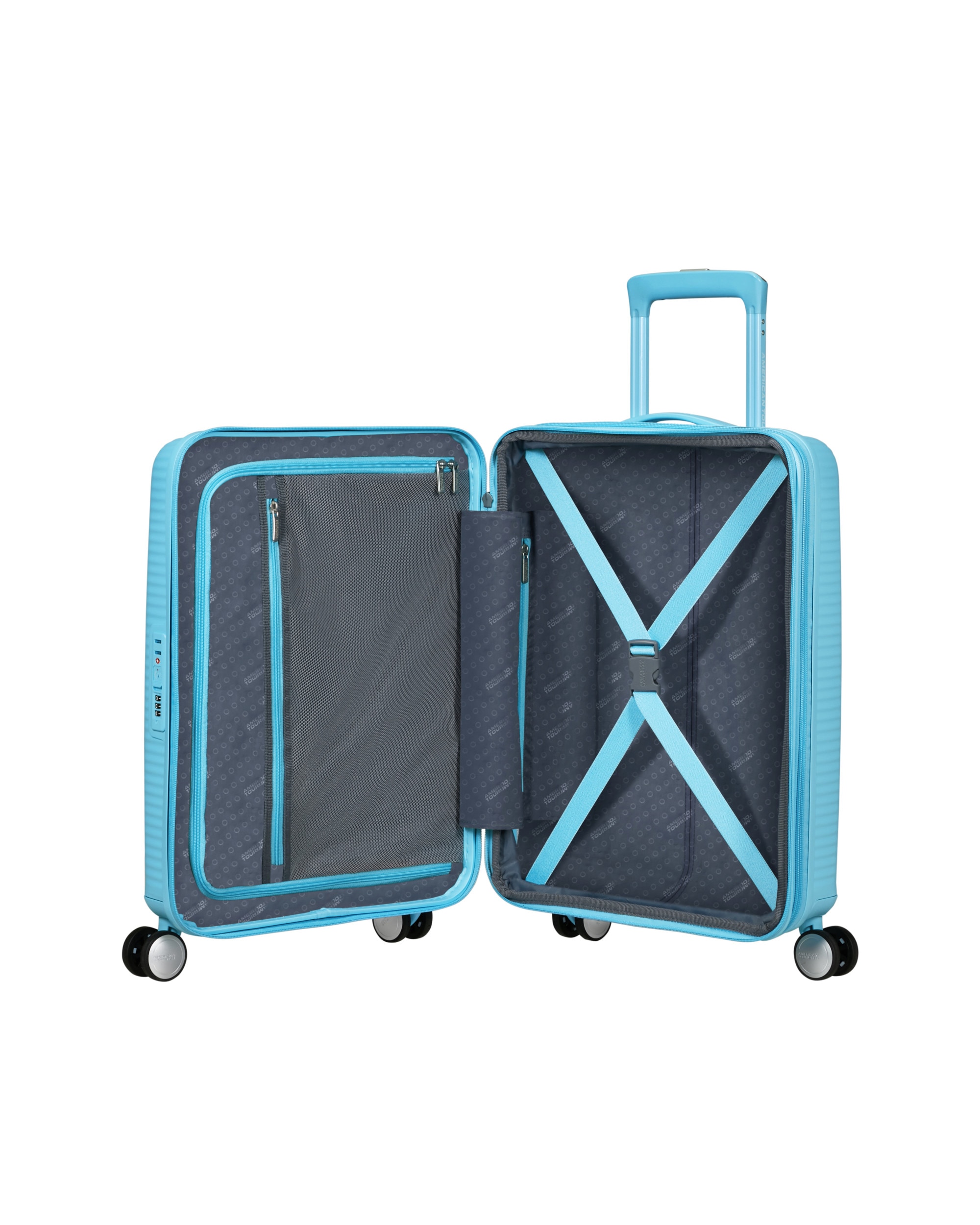 Maleta de cabina Soundbox Spinner 55/20 Tsa Exp rígida con capacidad de 35,5 L - American Tourister - Azul claro Azul claro-3