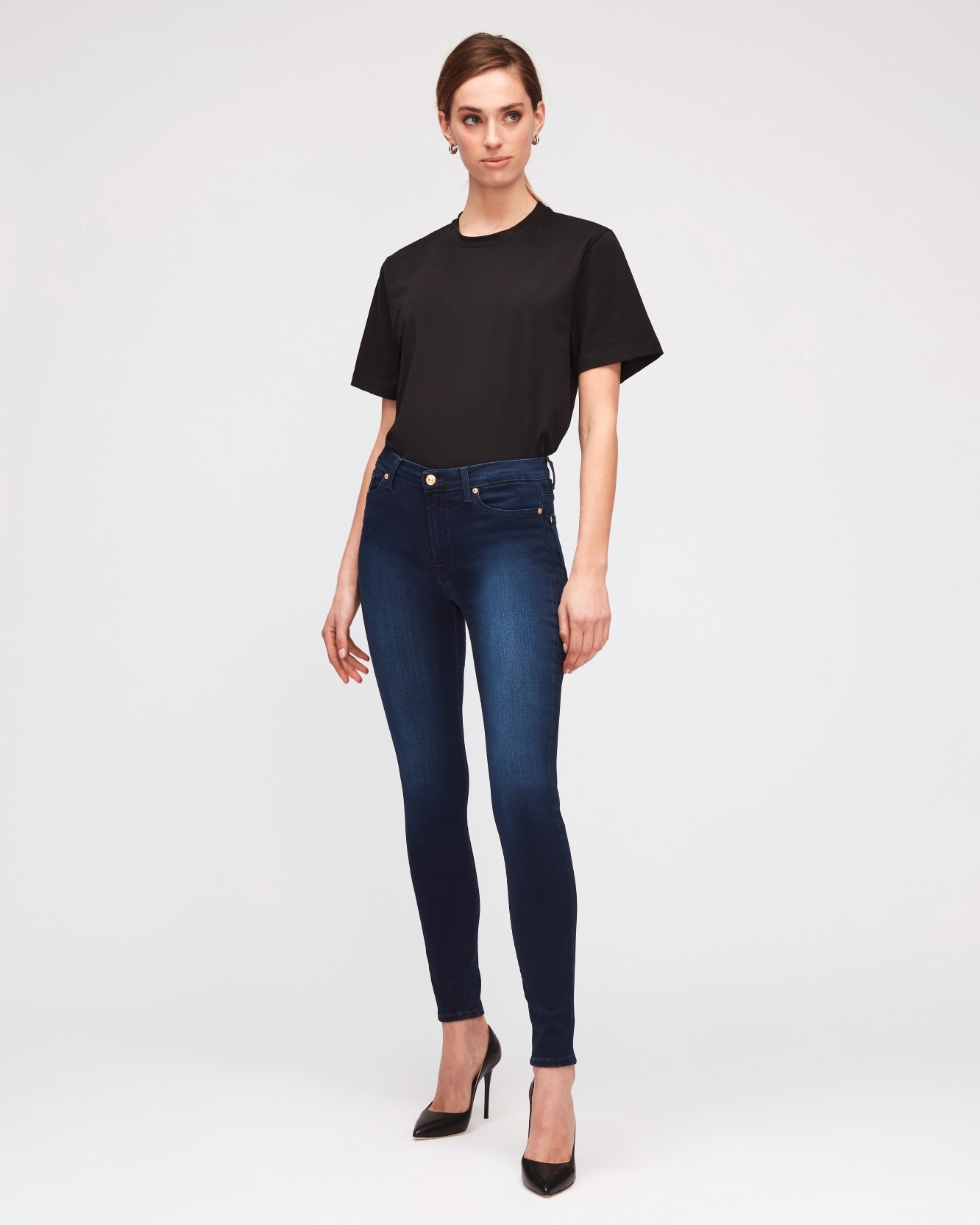 Vaquero pitillo de mujer hw skinny de tiro alto - 7 For all mankind - Azul marino Azul marino-1