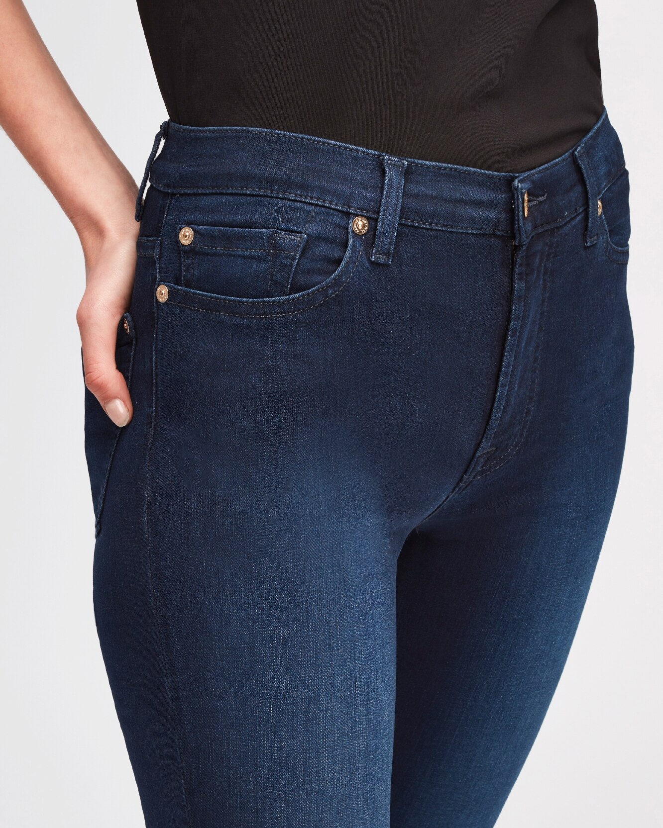 Vaquero pitillo de mujer hw skinny de tiro alto - 7 For all mankind - Azul marino Azul marino-5