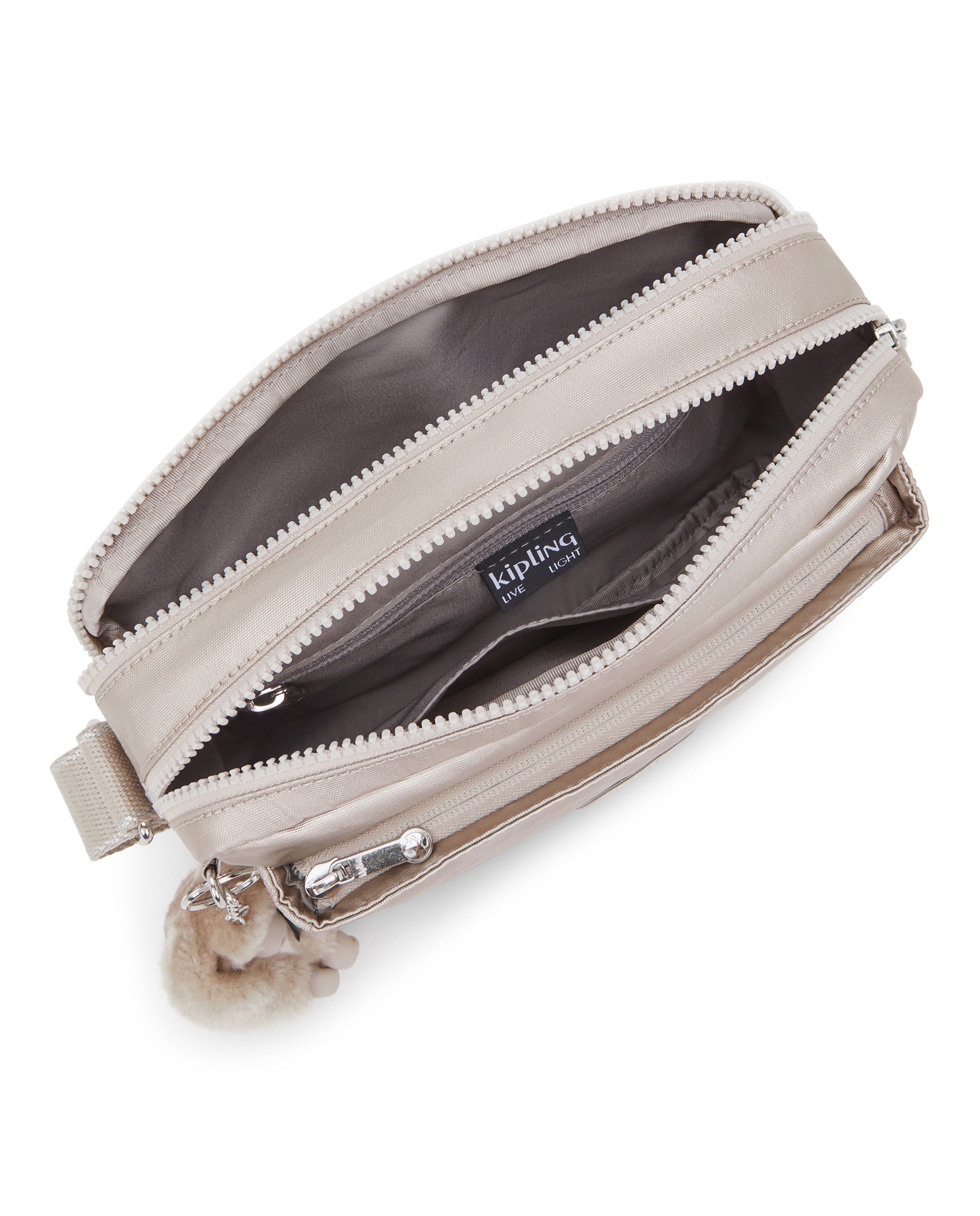 Bandolera de mujer mediana con correa ajustable para el hombro - Kipling - Gris claro Gris claro-3