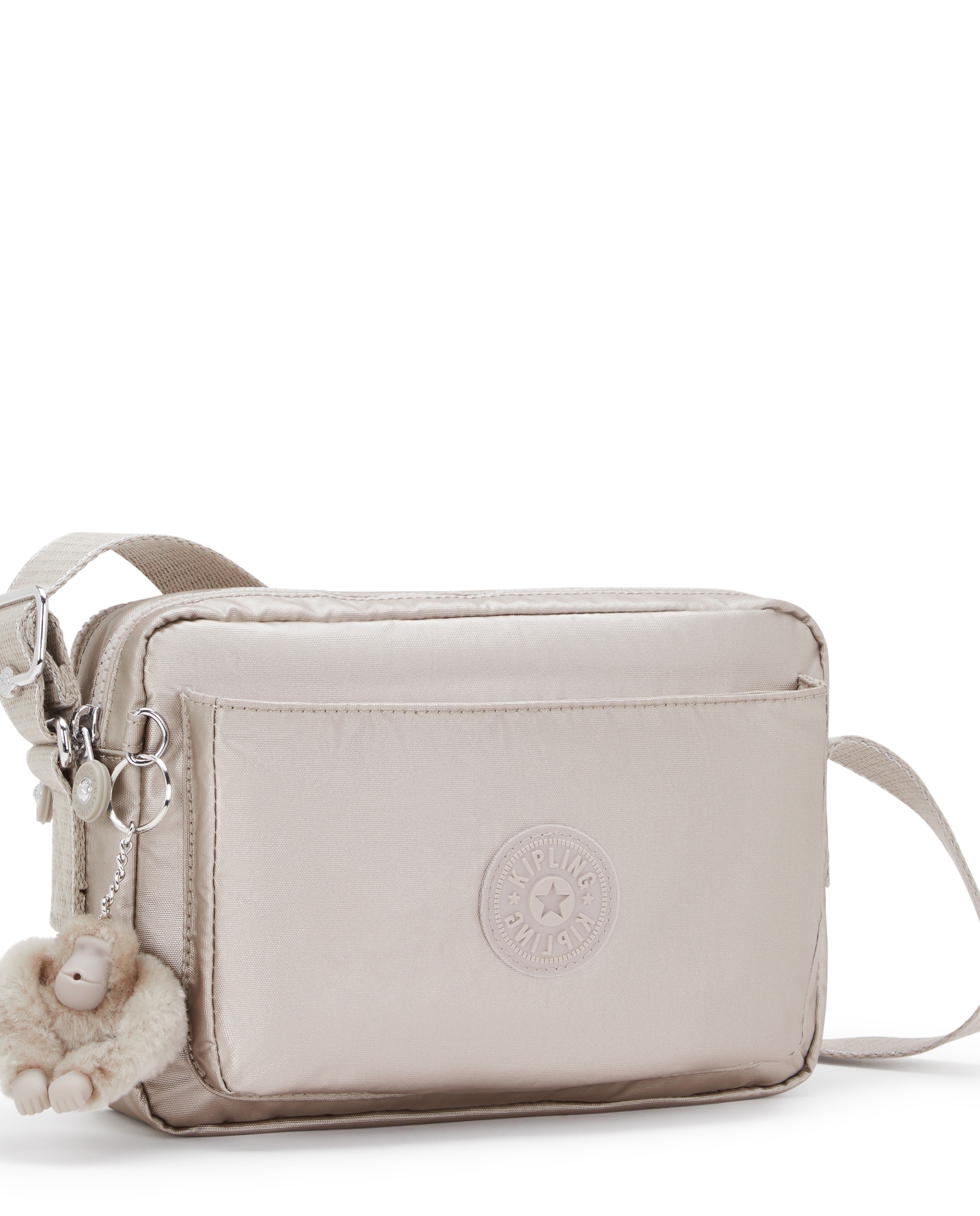 Bandolera de mujer mediana con correa ajustable para el hombro - Kipling - Gris claro Gris claro-5
