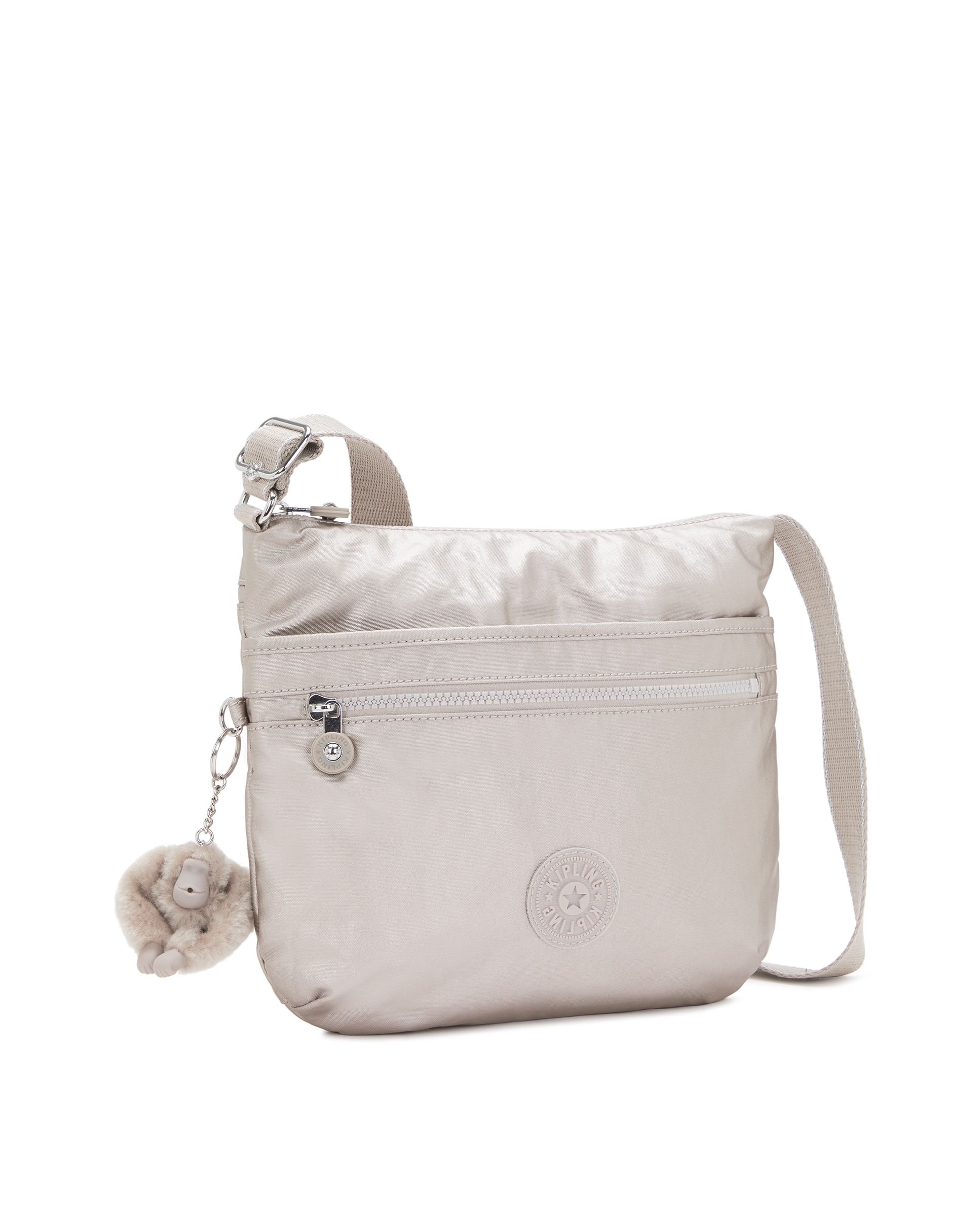 Bandolera de mujer mediana con cremallera y llavero - Kipling - Champagne Champagne-4