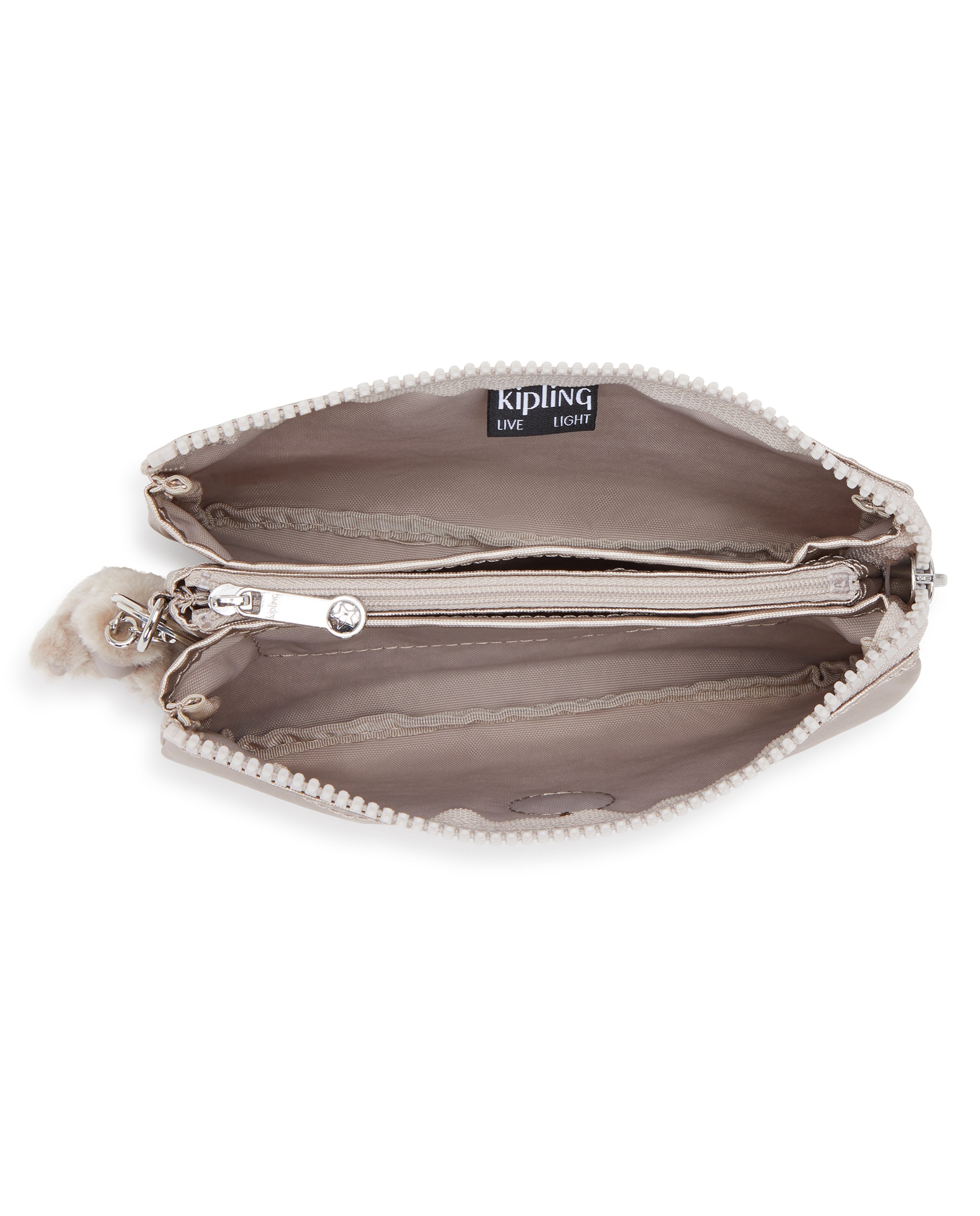 Monedero de mujer grande multiusos con cremallera y llavero - Kipling - Gris claro Gris claro-3