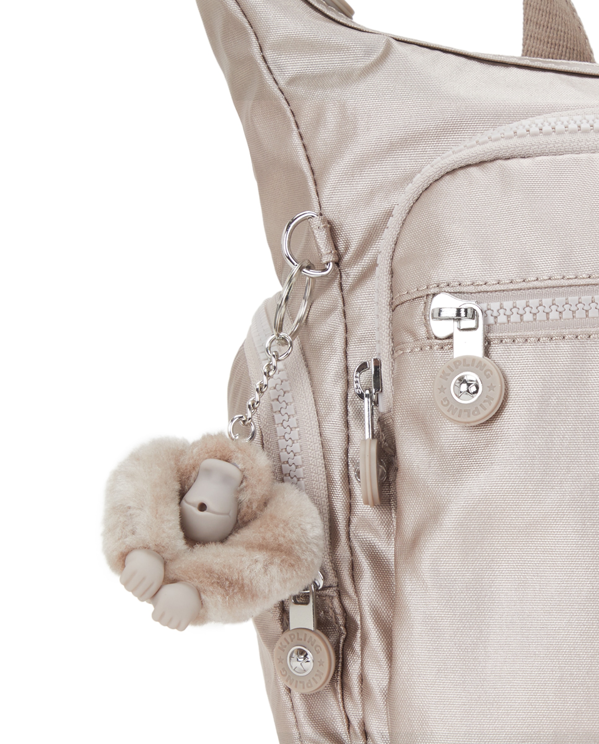 Bolso de hombro grande con cremallera - Kipling - Champagne Champagne-5