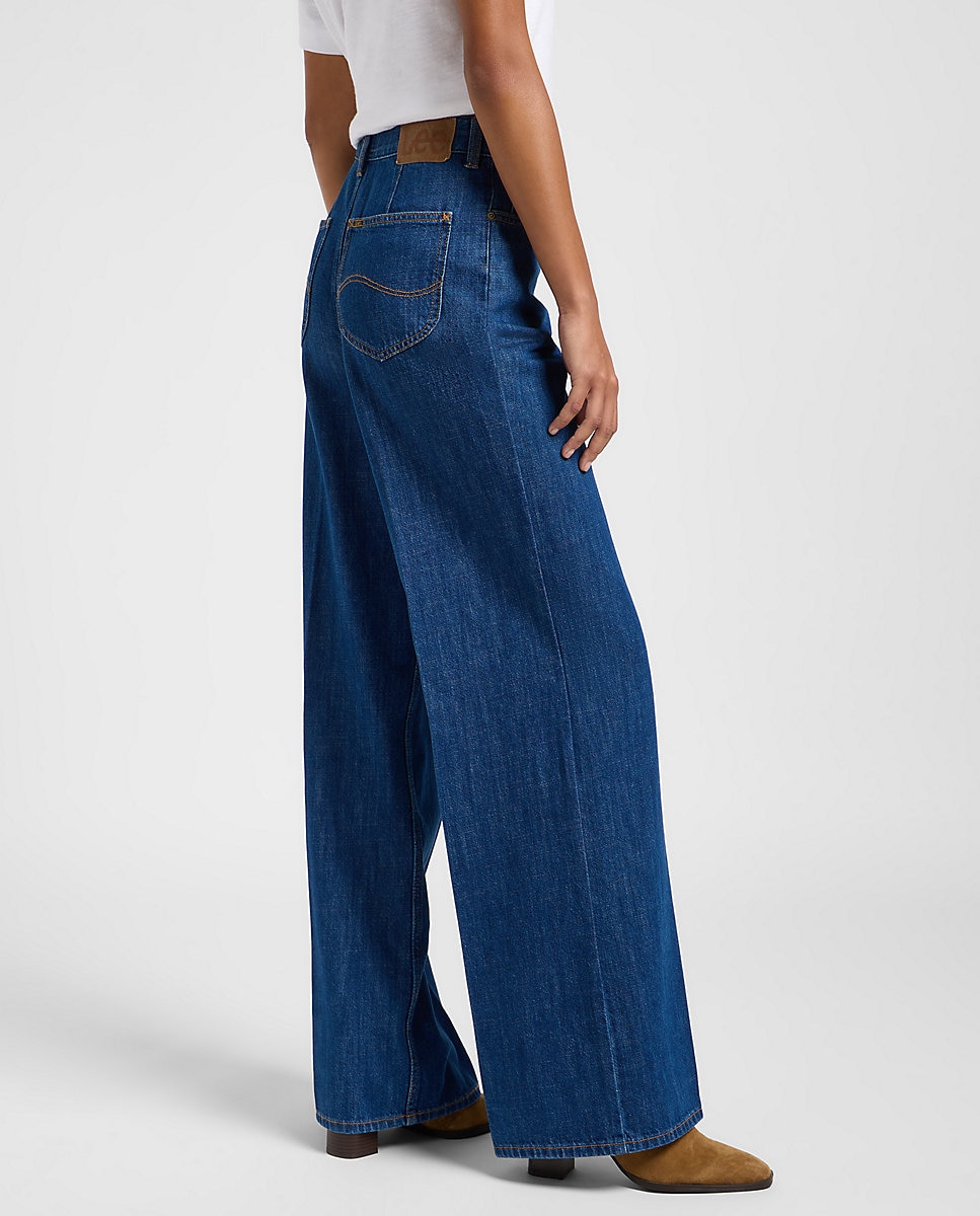 Vaquero ancho Stella de mujer de pierna A-line y tiro super alto - Lee - Azul denim Azul denim-4