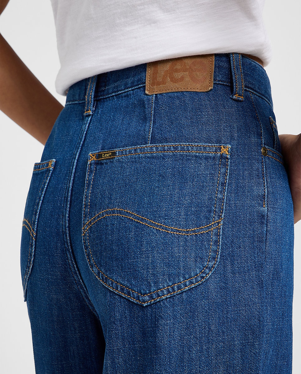 Vaquero ancho Stella de mujer de pierna A-line y tiro super alto - Lee - Azul denim Azul denim-5