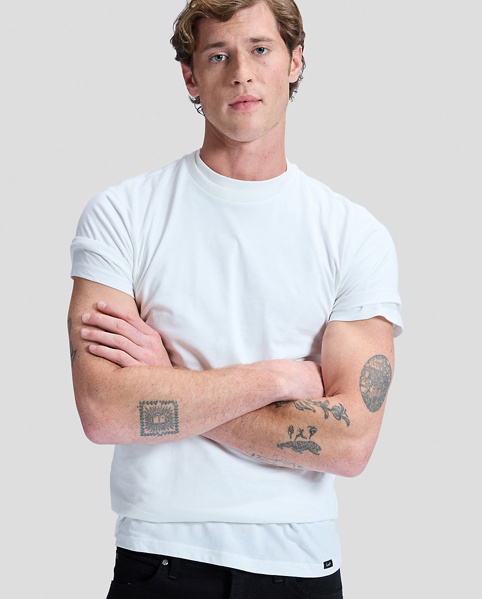 Camiseta sencilla de hombre de manga corta en pack de dos de corte slim - Lee - Blanco Blanco-6
