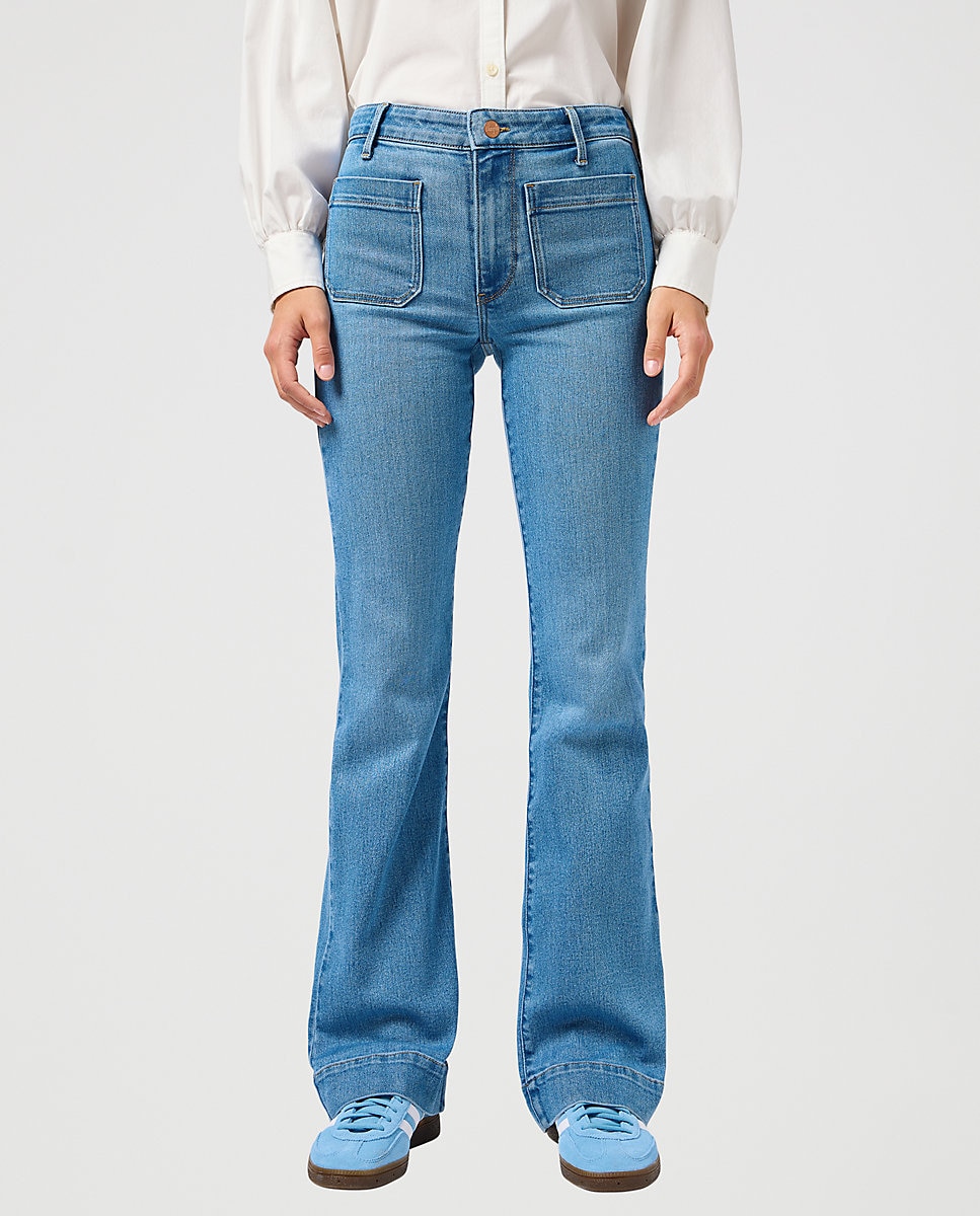Vaquero Flare de mujer de corte campana en - Wrangler - Azul Azul-3