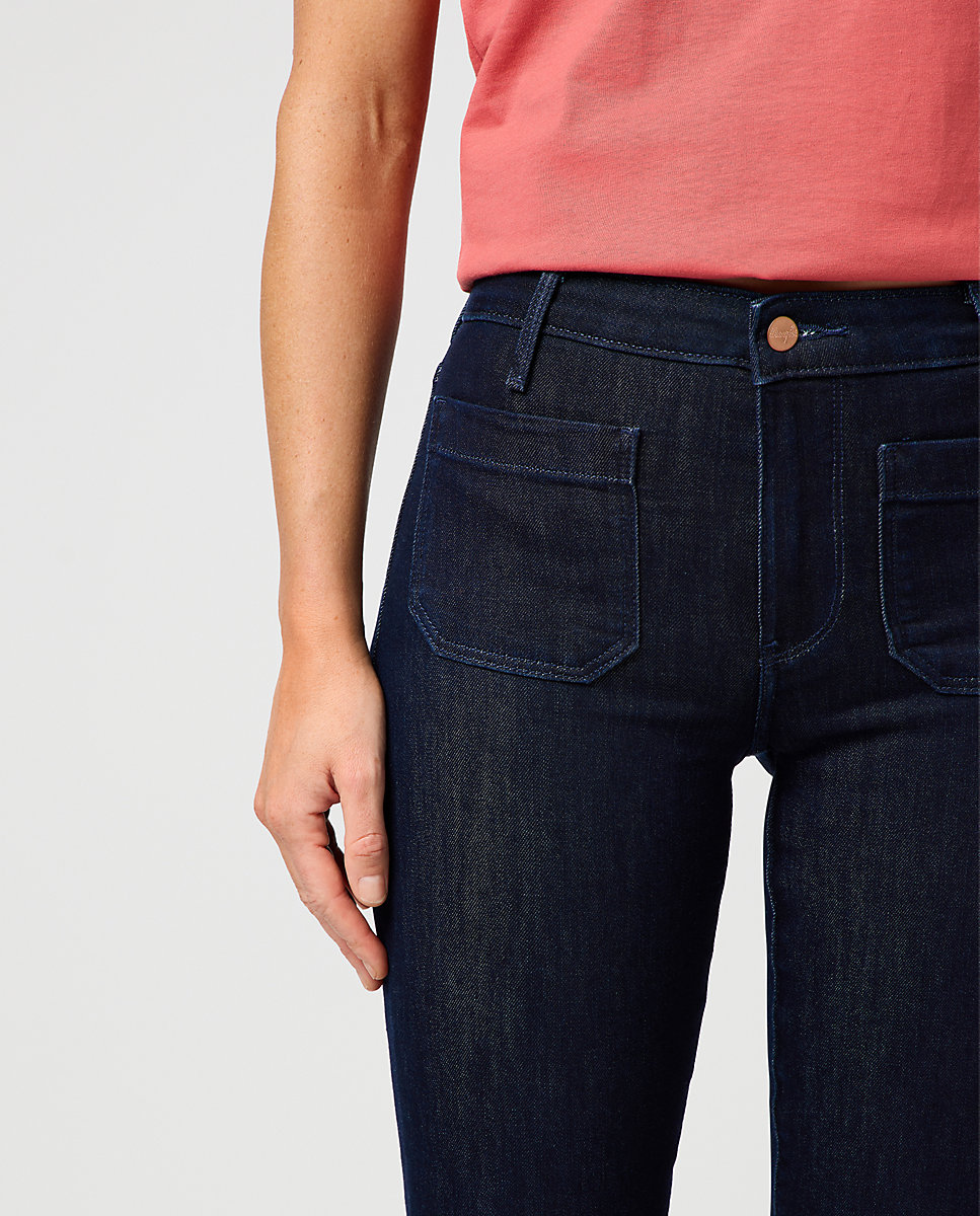 Vaquero campana de mujer con cintura media - Wrangler - Azul oscuro Azul oscuro-5