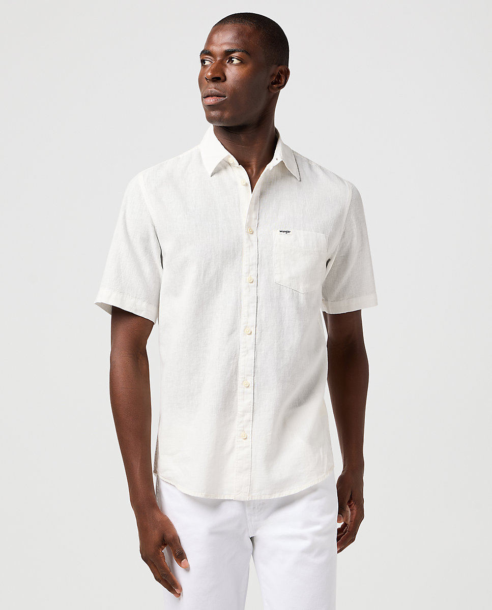 Camisa de hombre de manga corta y corte regular - Wrangler - Blanco Blanco-2