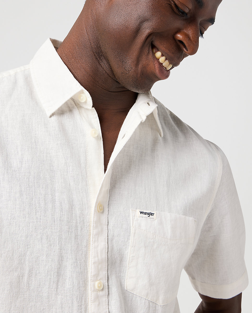 Camisa de hombre de manga corta y corte regular - Wrangler - Blanco Blanco-5
