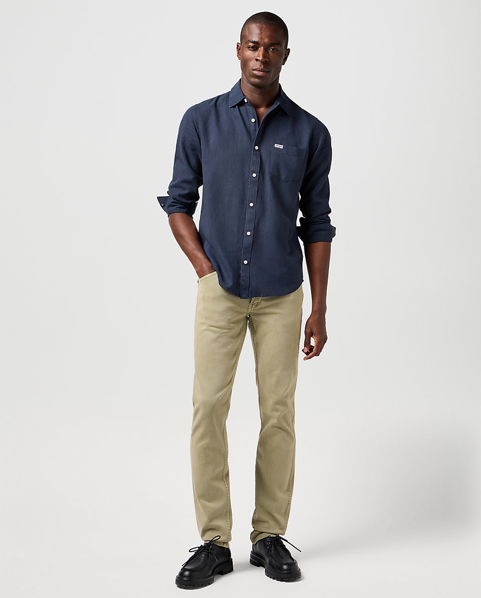 Wrangler - Camisa de hombre un bolsillo de corte regular.