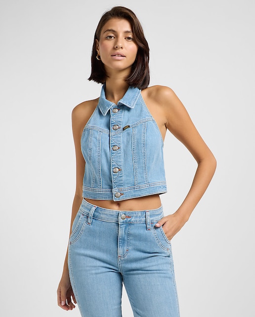 Imagen 0 de Top vaquero de mujer cropped sin mangas