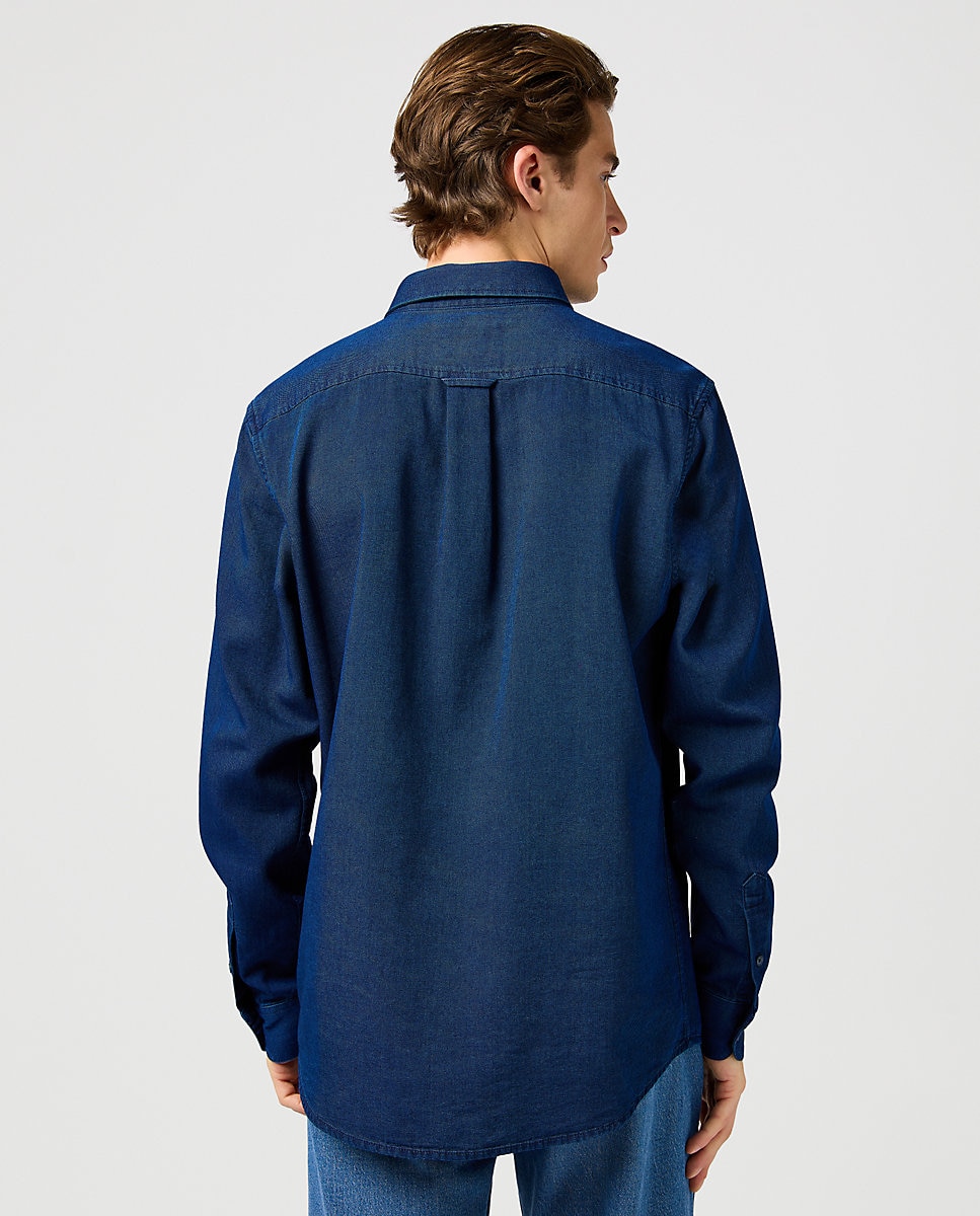 Camisa de hombre de stile Oxford de manga larga - Wrangler - Azul índigo Azul índigo-2