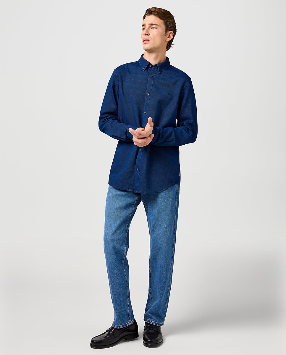 Camisa de hombre de stile Oxford de manga larga - Wrangler - Azul índigo Azul índigo-3