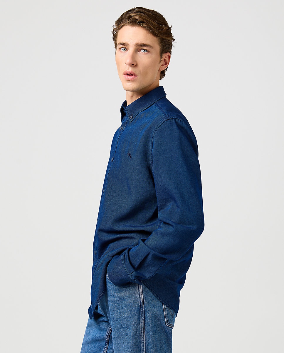 Camisa de hombre de stile Oxford de manga larga - Wrangler - Azul índigo Azul índigo-5