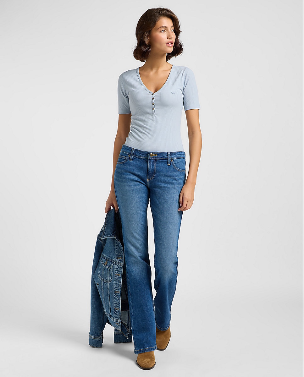 Vaquero recto Jessica de mujer bootcut con cintura baja - Lee - Azul denim Azul denim-1