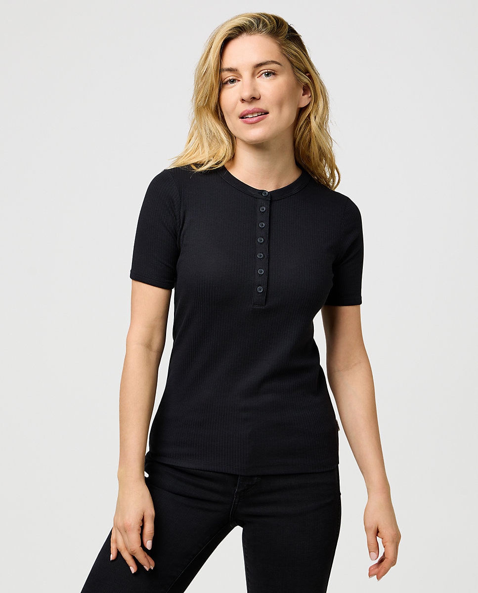 Camiseta de mujer en punto de rayas - Wrangler - Negro Negro-1