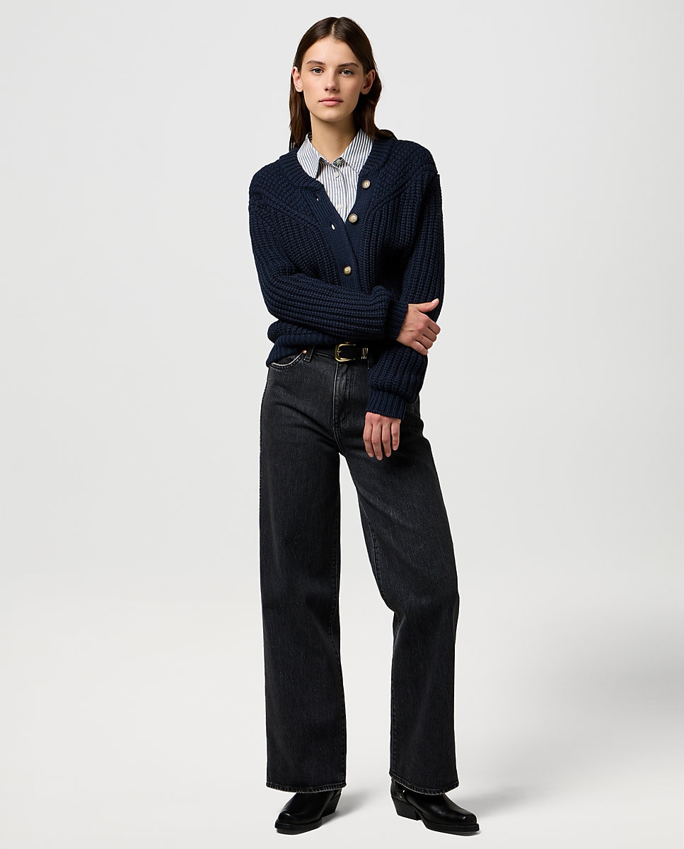 Cárdigan de mujer con canesú de inspiración wéstern - Wrangler - Azul oscuro Azul oscuro-3