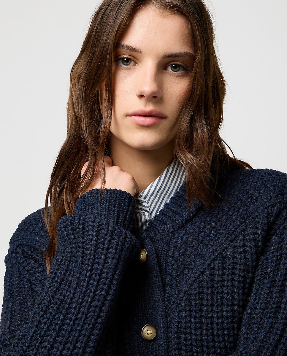 Cárdigan de mujer con canesú de inspiración wéstern - Wrangler - Azul oscuro Azul oscuro-4