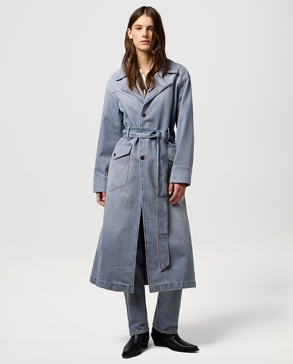 Gabardina vaquera de mujer larga - Wrangler - Azul claro Azul claro-1