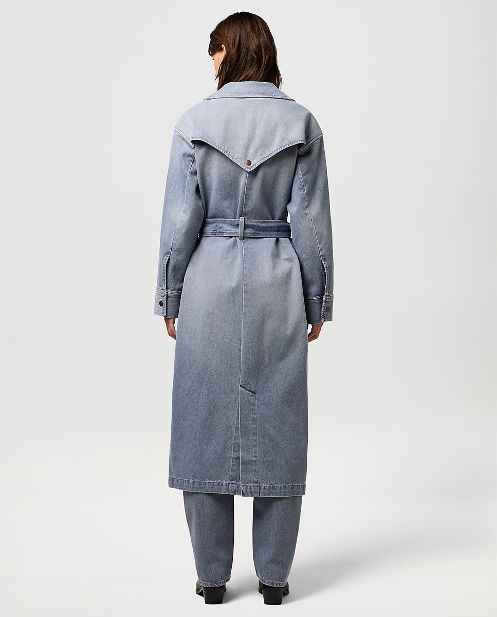 Gabardina vaquera de mujer larga - Wrangler - Azul claro Azul claro-2