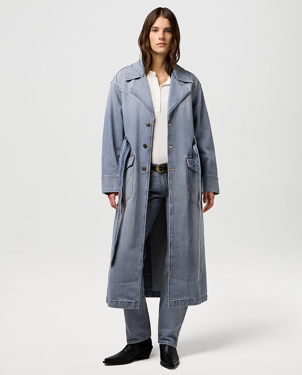 Gabardina vaquera de mujer larga - Wrangler - Azul claro Azul claro-3