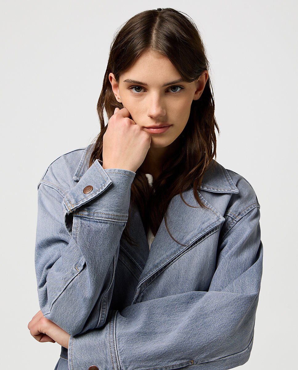 Gabardina vaquera de mujer larga - Wrangler - Azul claro Azul claro-4