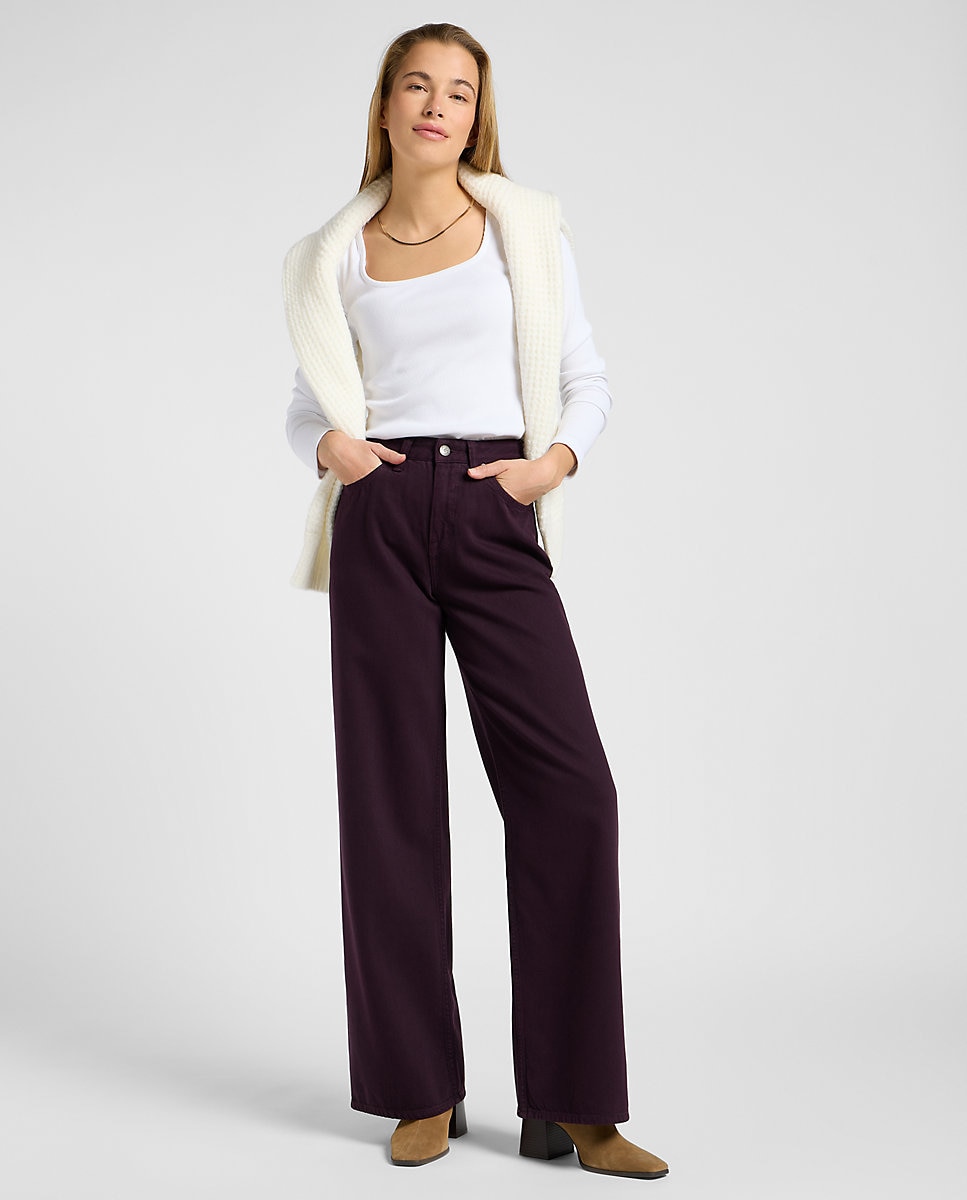 Vaquero Stella de mujer de pierna A-line y tiro super alto - Lee - Morado Morado-3