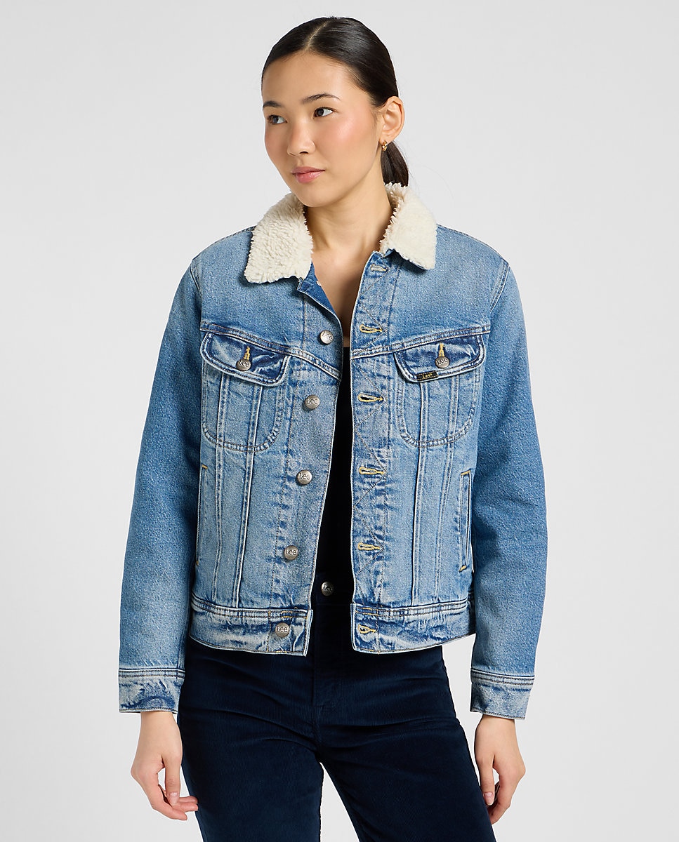 Cazadora sherpa vaquera de mujer en - Lee - Azul Azul-1