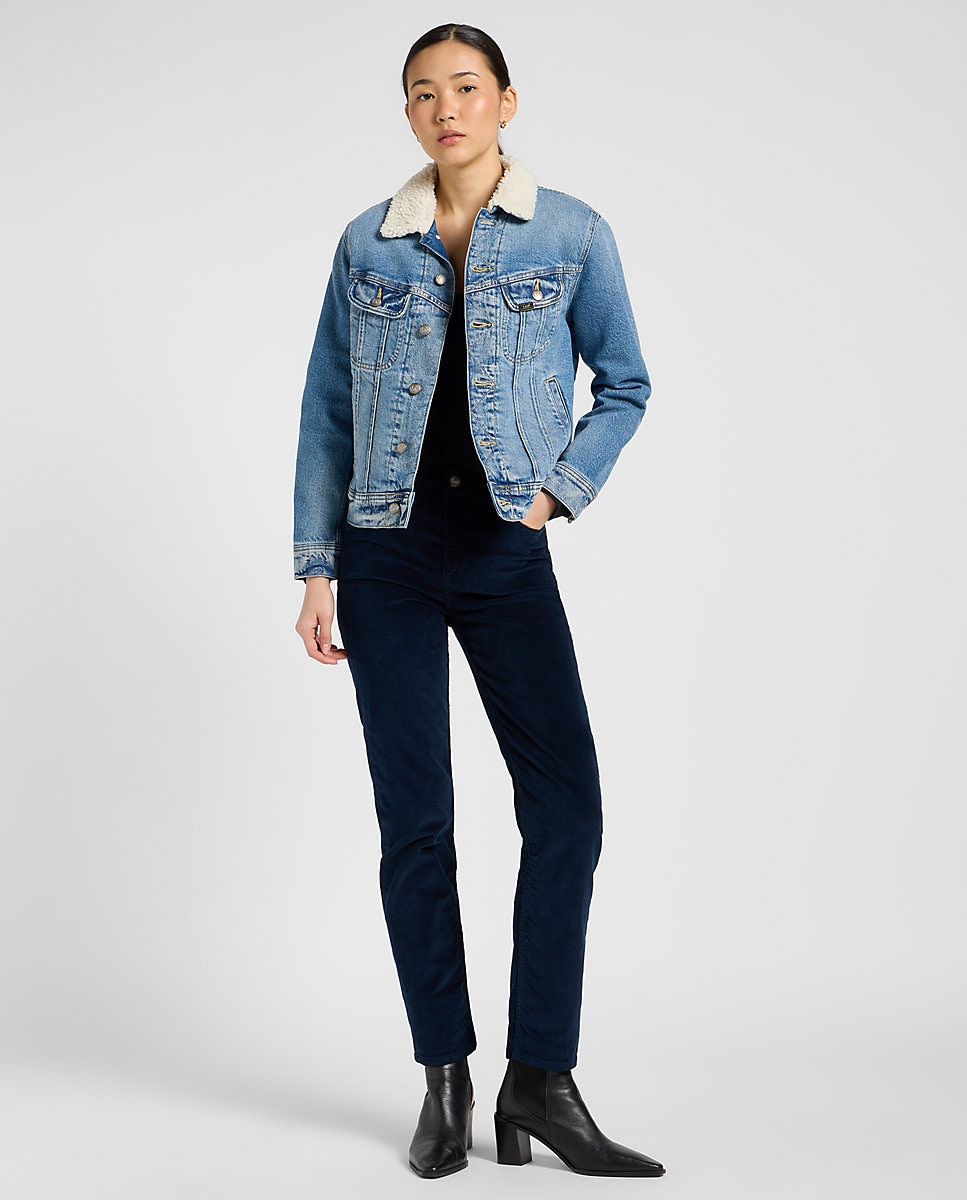 Cazadora sherpa vaquera de mujer en - Lee - Azul Azul-3