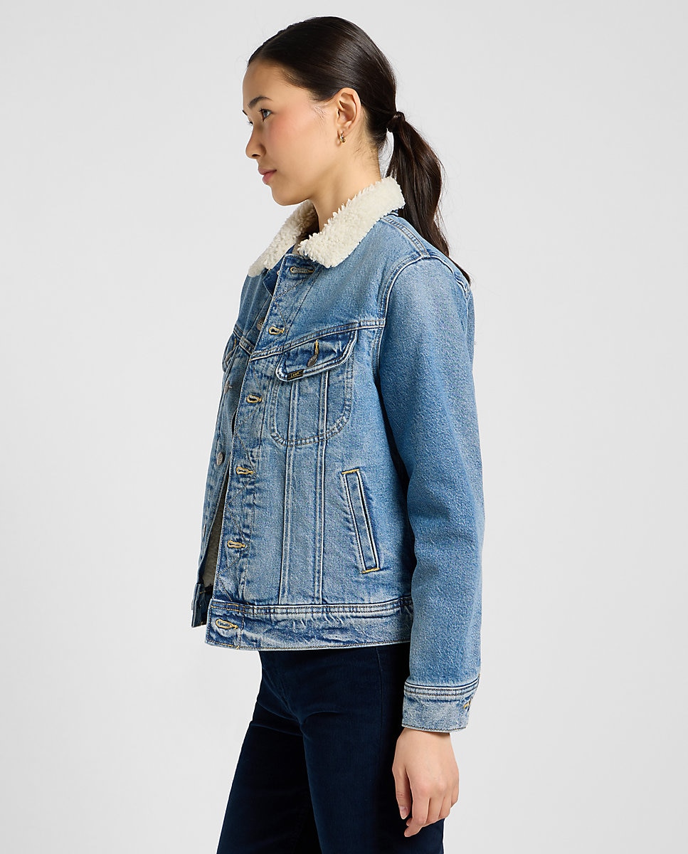 Cazadora sherpa vaquera de mujer en - Lee - Azul Azul-4