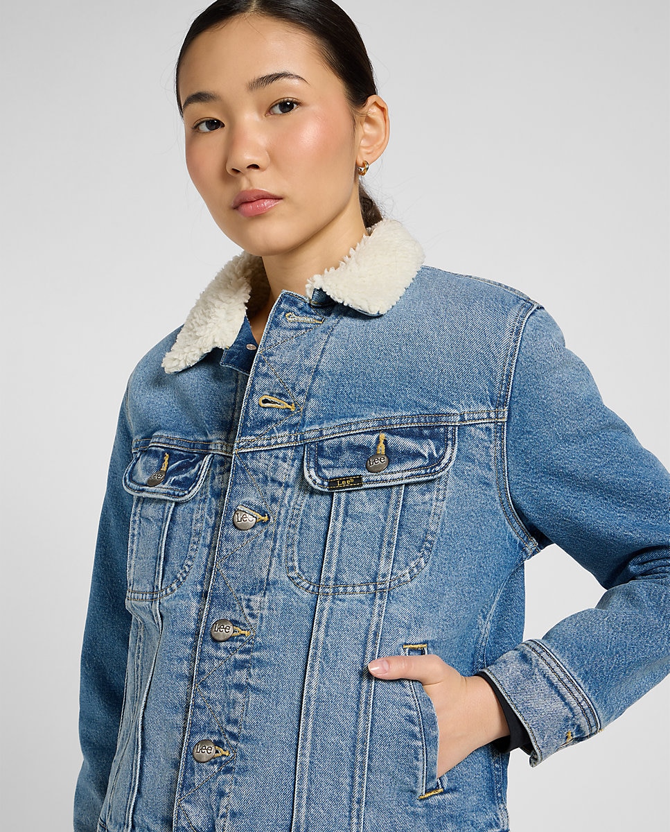 Cazadora sherpa vaquera de mujer en - Lee - Azul Azul-5