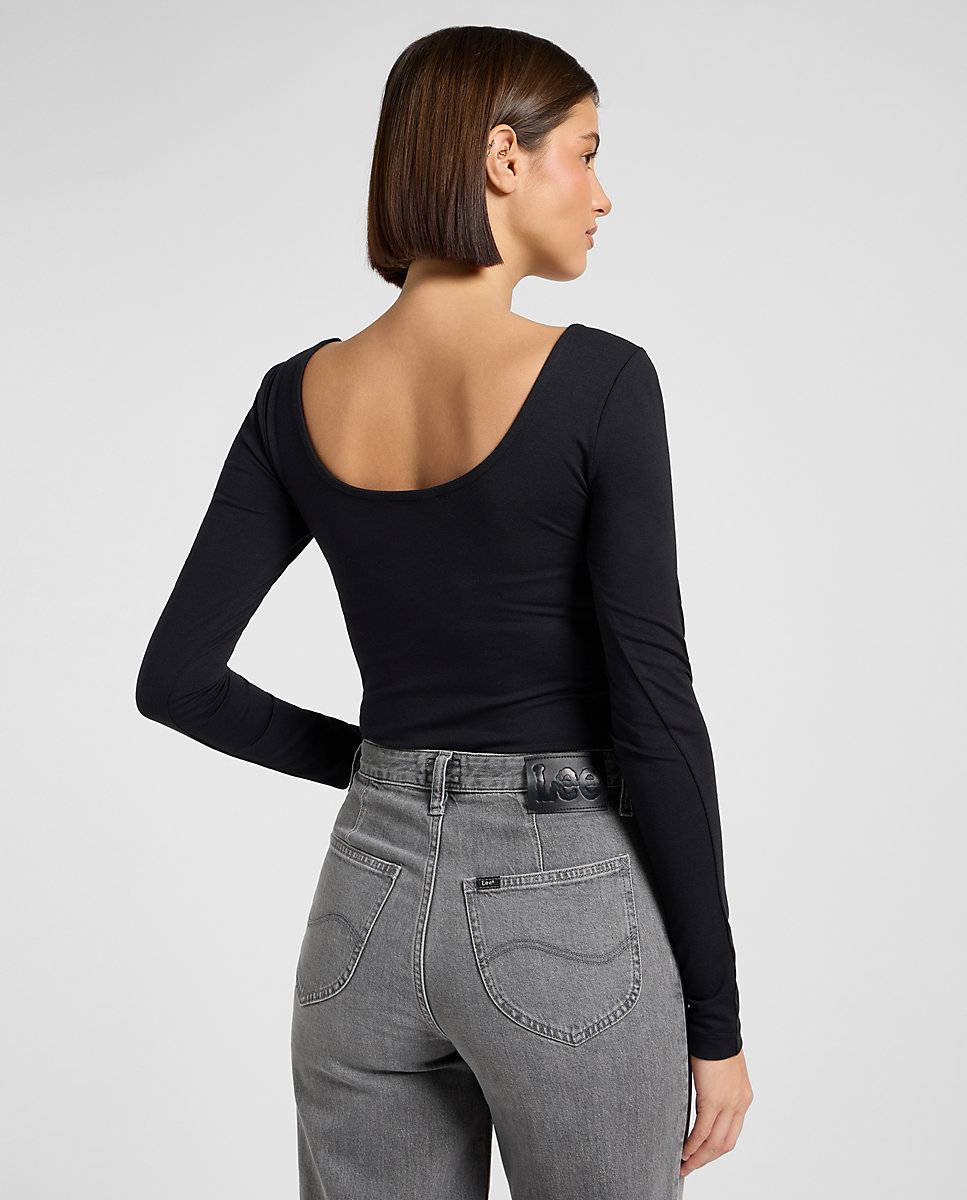 Body de mujer de manga larga y collo cuadro - Lee - Negro Negro-2