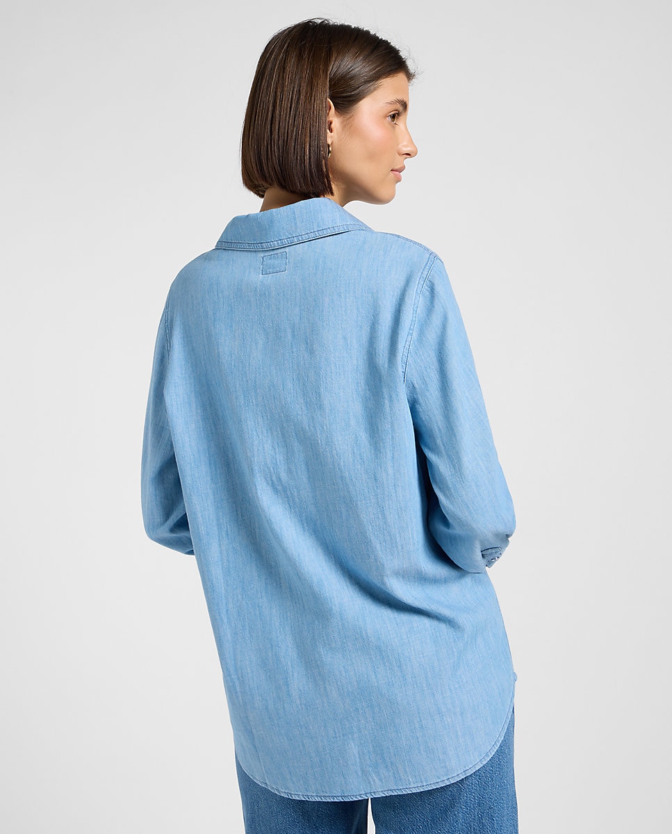 Camisa de mujer de corte holgado con mangas abullonadas - Lee - Azul Azul-2
