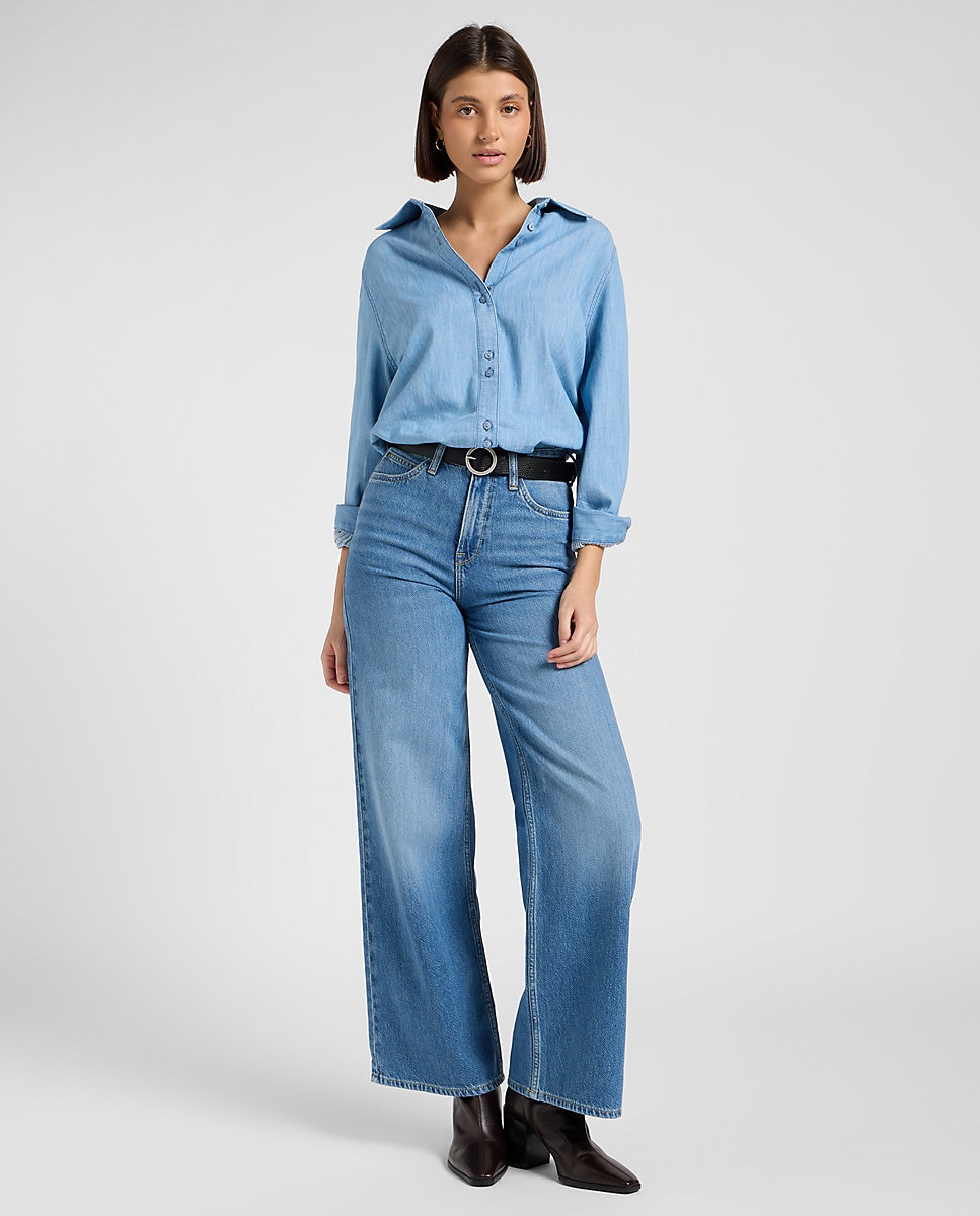 Camisa de mujer de corte holgado con mangas abullonadas - Lee - Azul Azul-3
