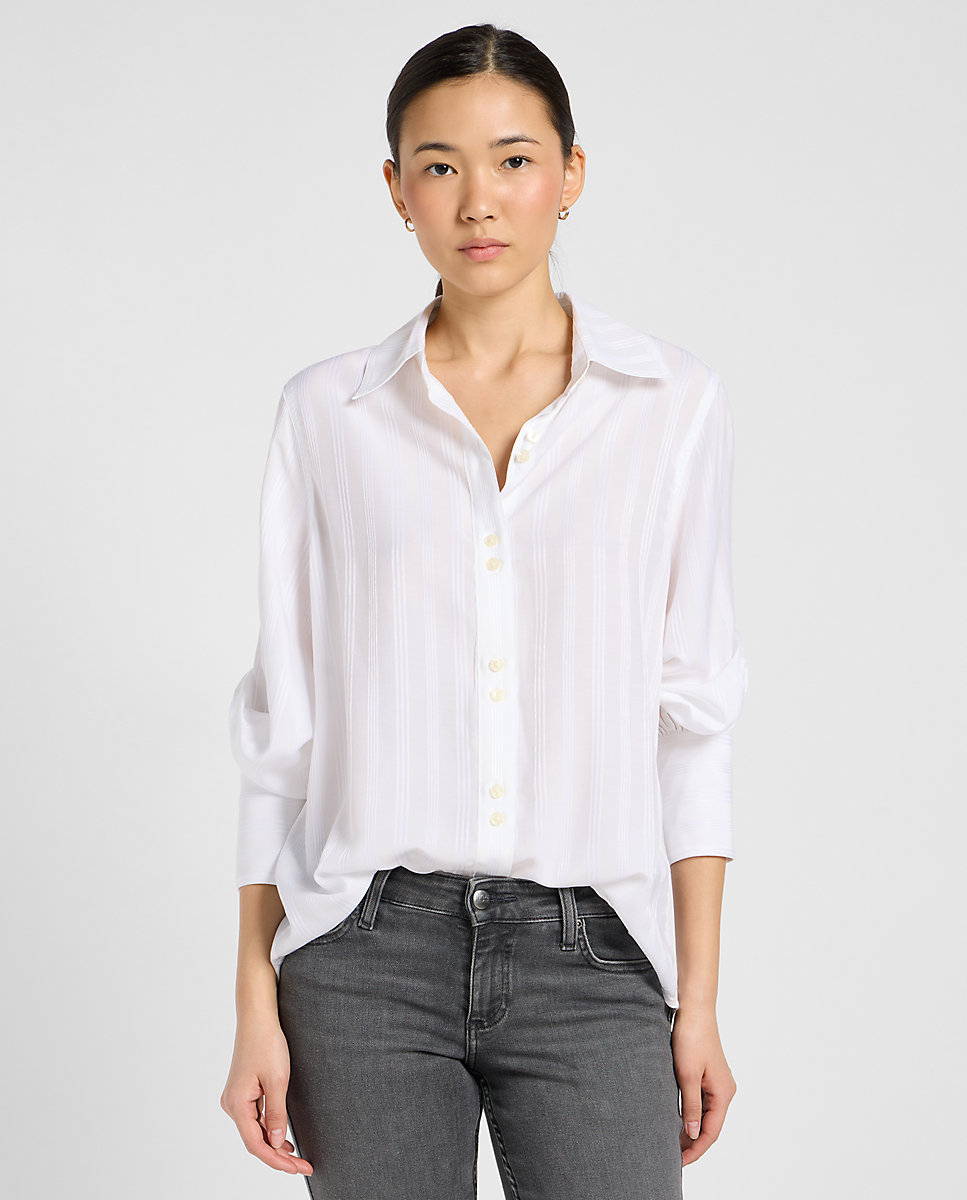 Camisa de mujer de corte holgado con mangas abullonadas - Lee - Blanco Blanco-1