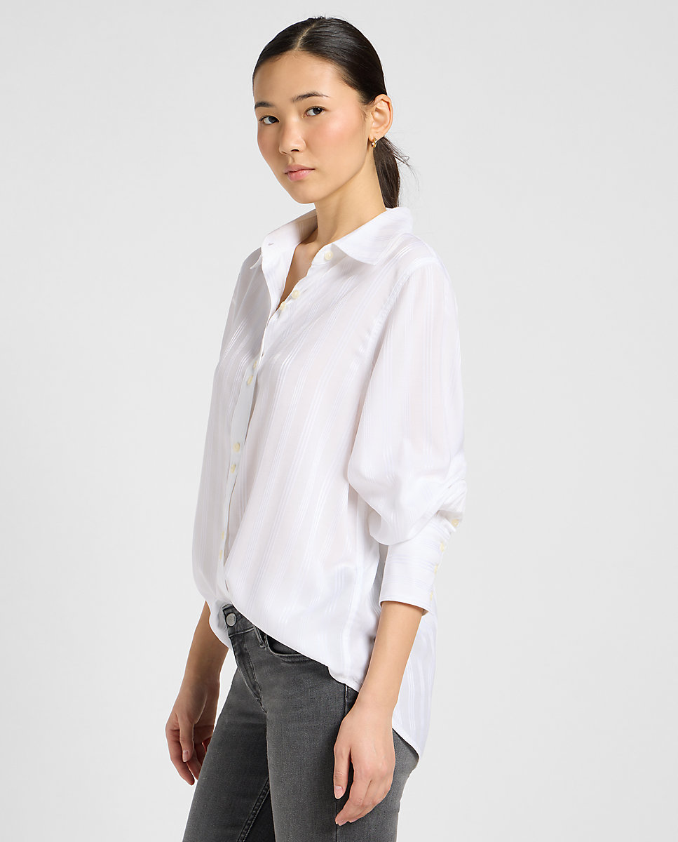 Camisa de mujer de corte holgado con mangas abullonadas - Lee - Blanco Blanco-4