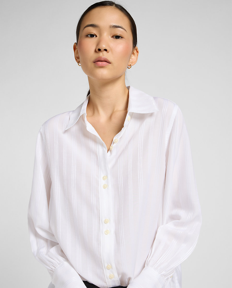 Camisa de mujer de corte holgado con mangas abullonadas - Lee - Blanco Blanco-5