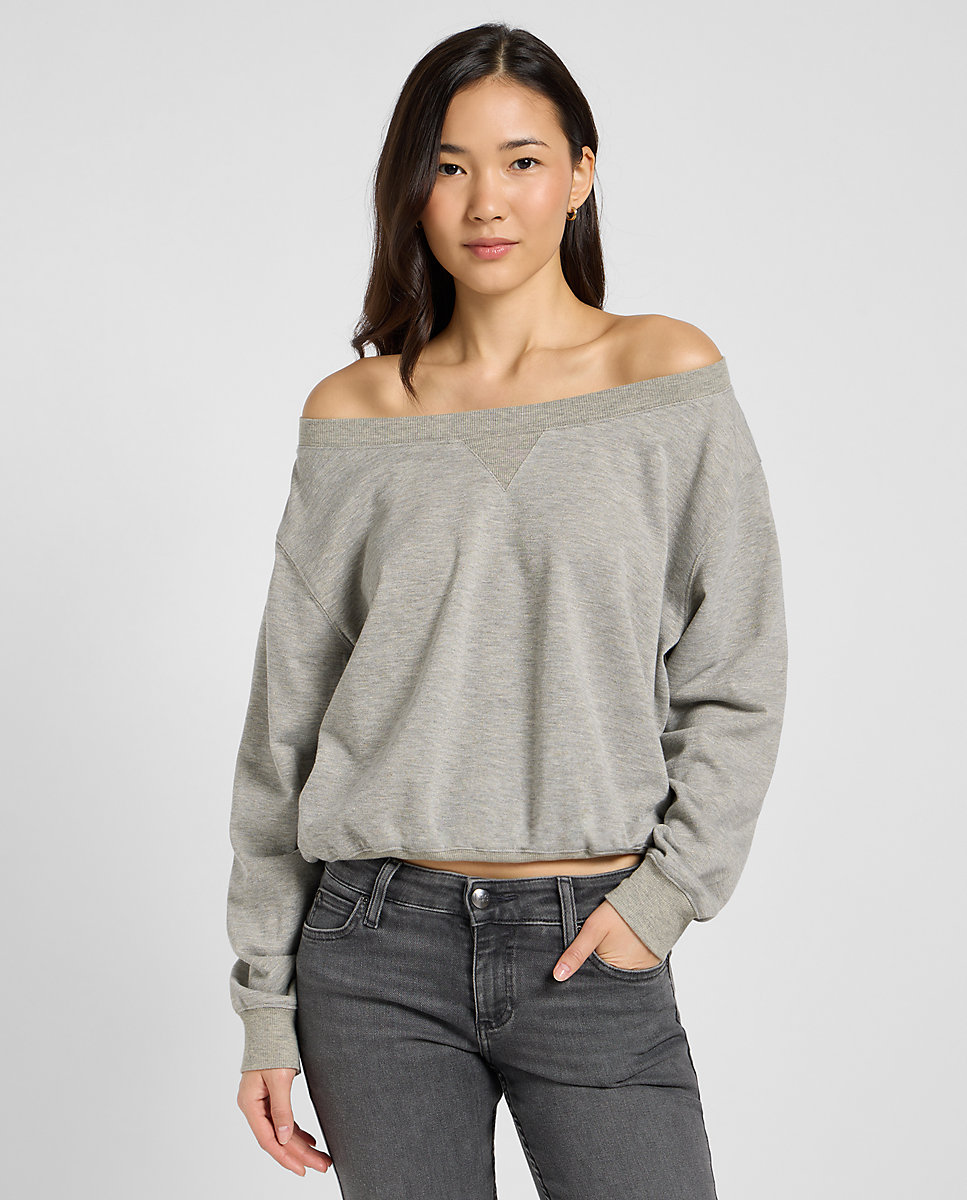 Sudadera de mujer relaxed con collo barco - Lee - Gris Gris-1