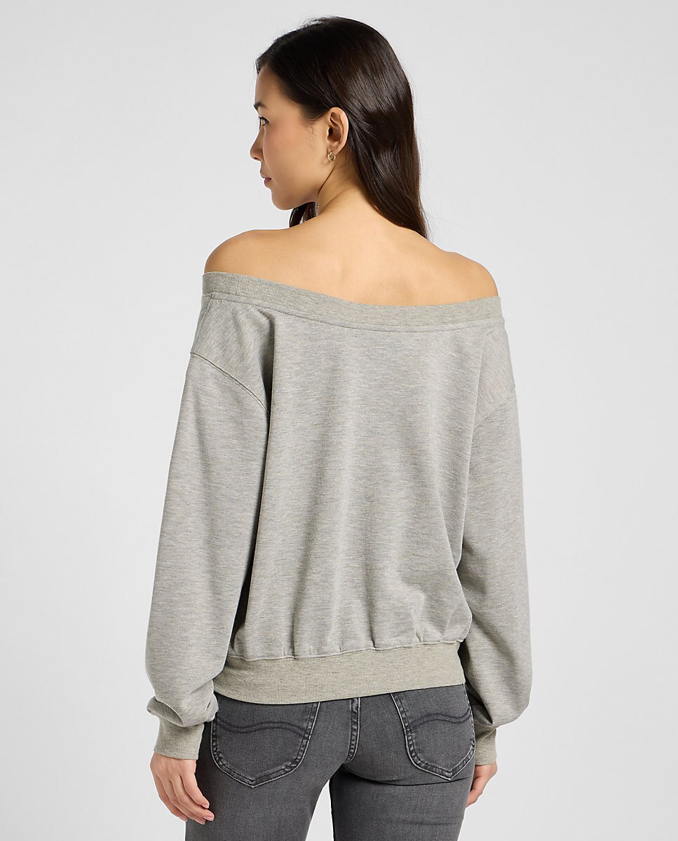 Sudadera de mujer relaxed con collo barco - Lee - Gris Gris-2