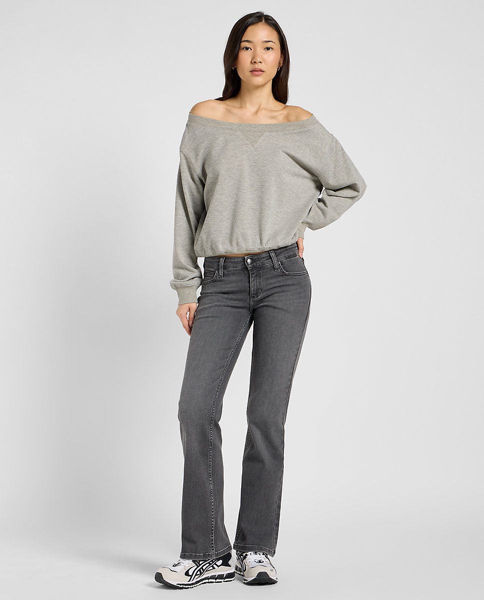 Sudadera de mujer relaxed con collo barco - Lee - Gris Gris-3