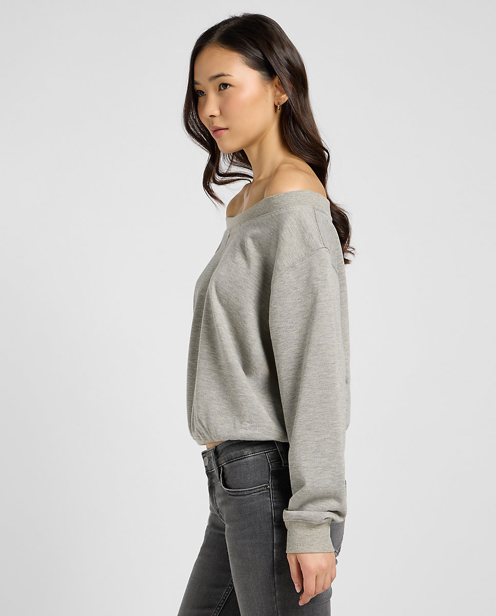 Sudadera de mujer relaxed con collo barco - Lee - Gris Gris-4