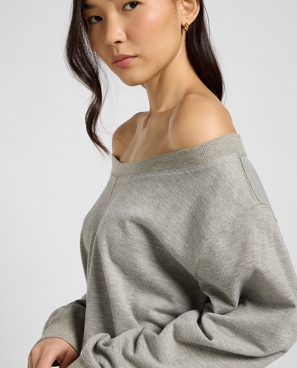 Sudadera de mujer relaxed con collo barco - Lee - Gris Gris-5
