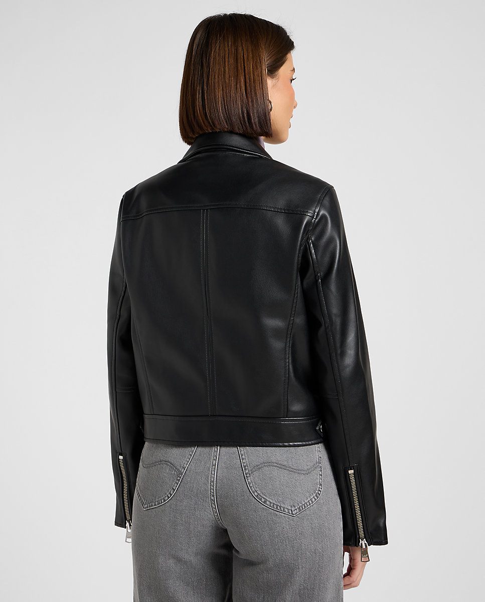 Cazadora de mujer motera efecto piel - Lee - Negro Negro-2