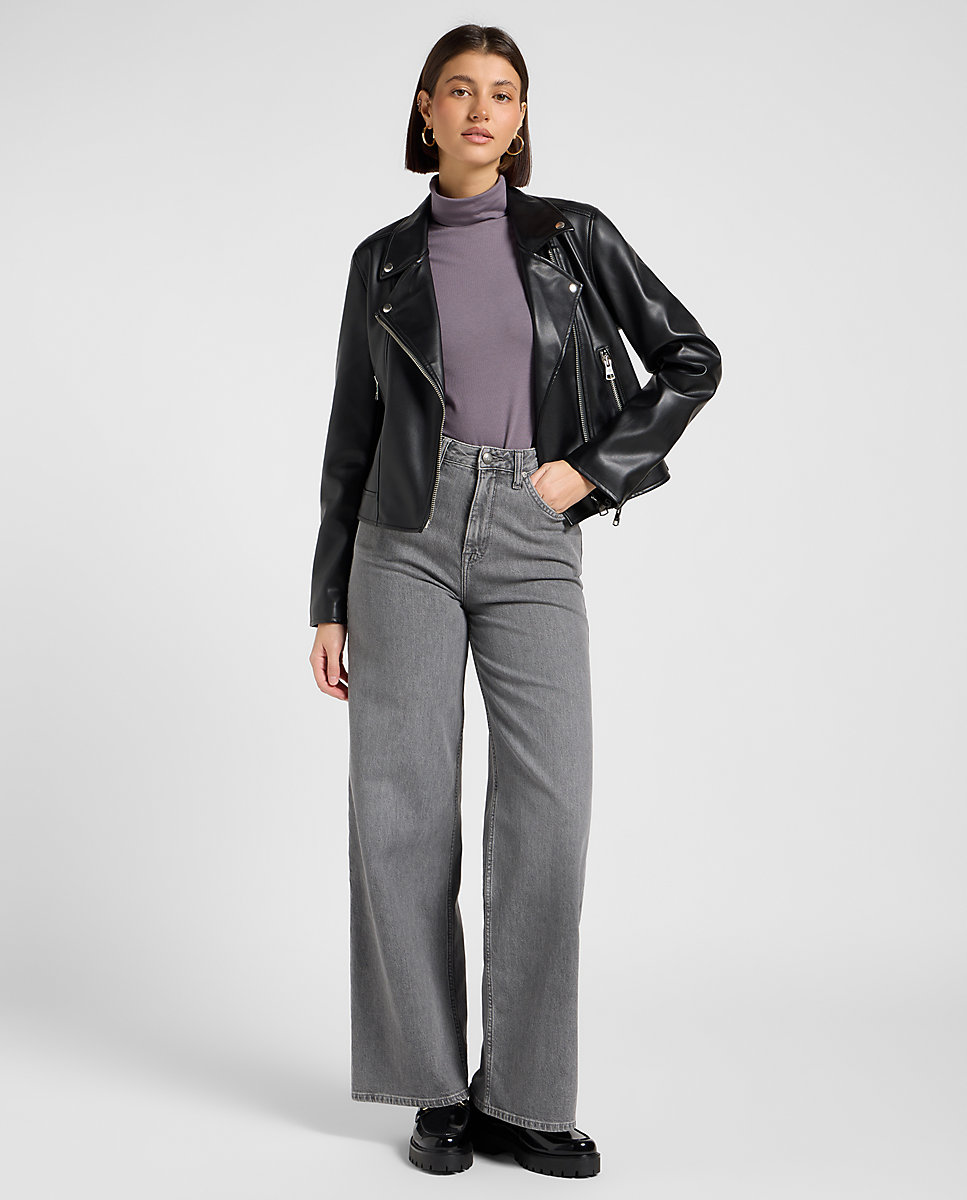 Cazadora de mujer motera efecto piel - Lee - Negro Negro-3