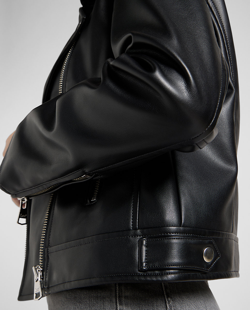 Cazadora de mujer motera efecto piel - Lee - Negro Negro-5