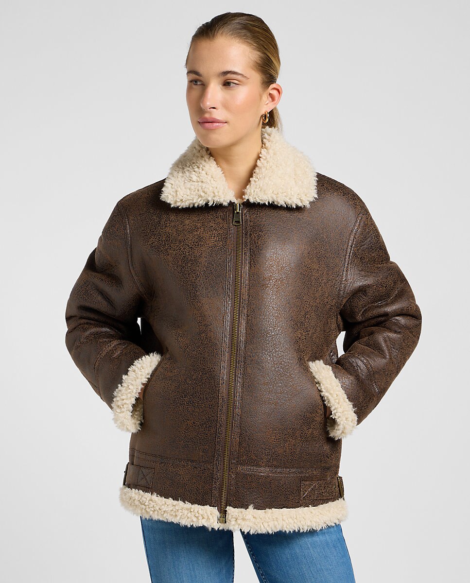 Cazadora de mujer Aviator con apliques de borreguito