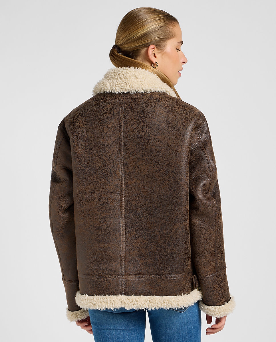 Cazadora de mujer Aviator con apliques de borreguito - Lee - Marrón Marrón-2
